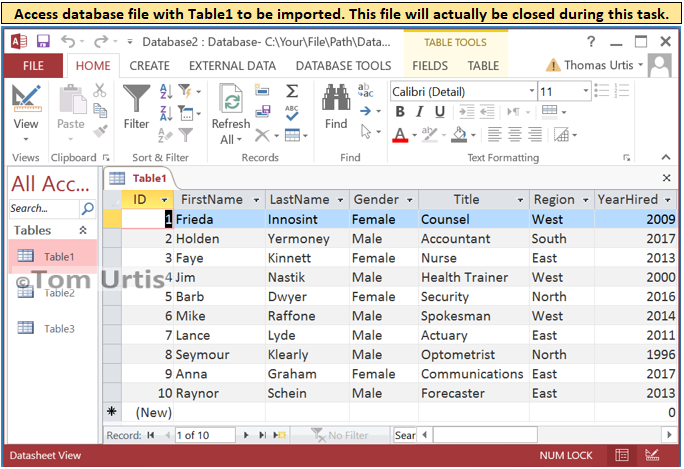 Tom S Tutorials For Excel Importing An Access Database Table Into Tom S Tutorials For Excel Importing An Access Database Table Into