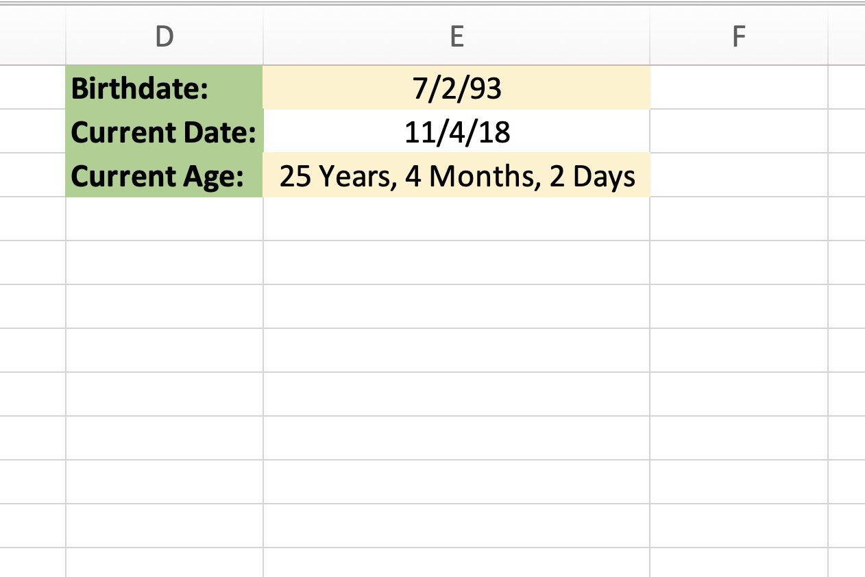 Use Datedif To Calculate Age In Excel